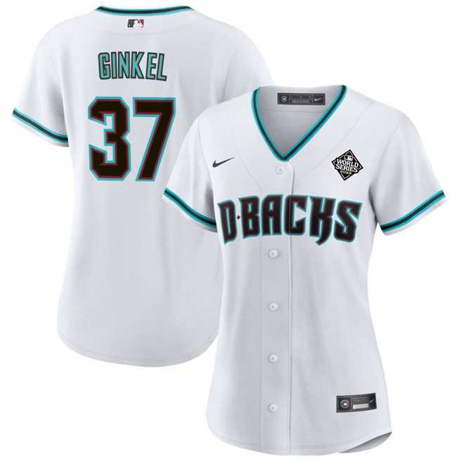 Womens Arizona Diamondbacks #37 Kevin Ginkel White 2023 World Series Stitched Jersey(Run Small) Dzhi->mlb womens jerseys->MLB Jersey